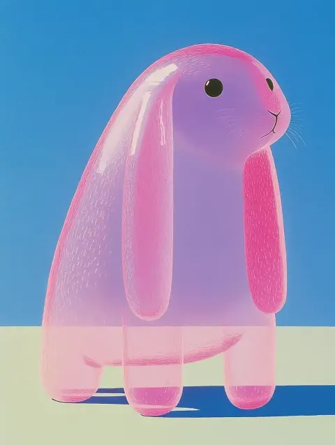 Transparent Glass Rabbits Jumping