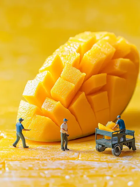 Mango Slices with Workers
