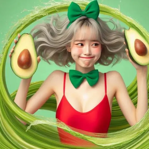 Chinese Idol in Red Swimsuit With Sour Face Splash