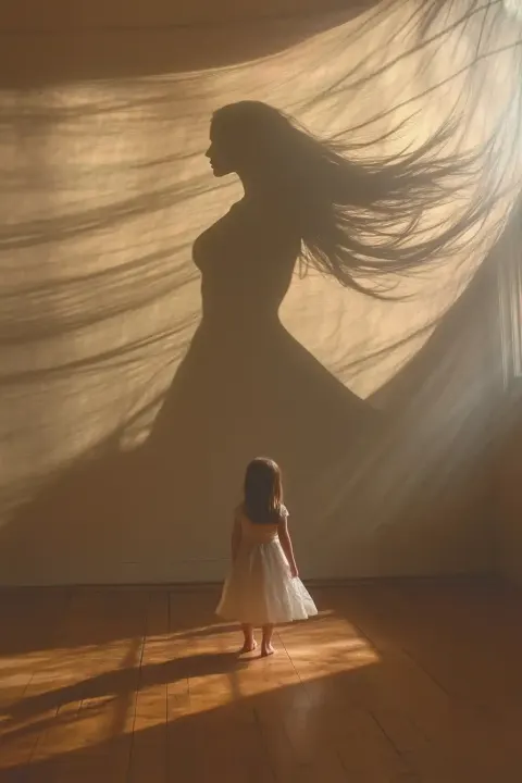 Girl and Superhero Shadow