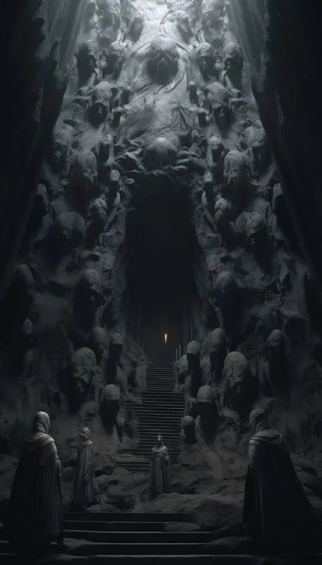 Mysterious Monumental Statues in Underground Cave
