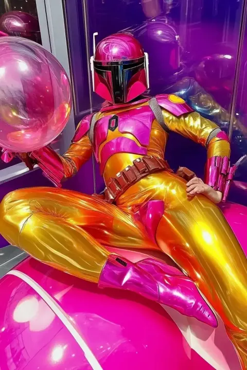 Neon Boba Fett in Space