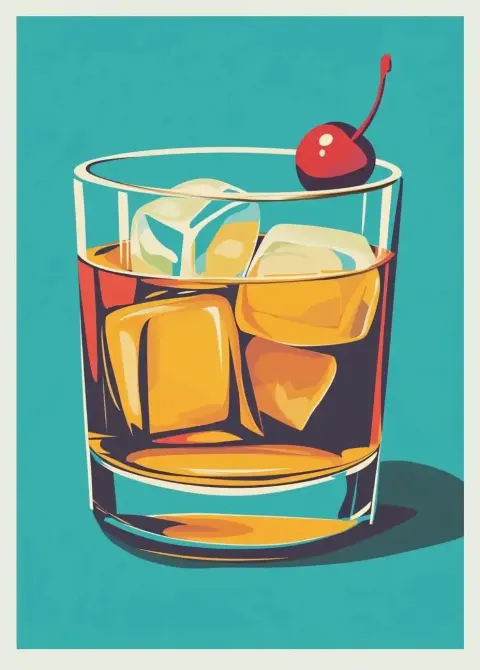 Old Fashioned Cocktail Illustration