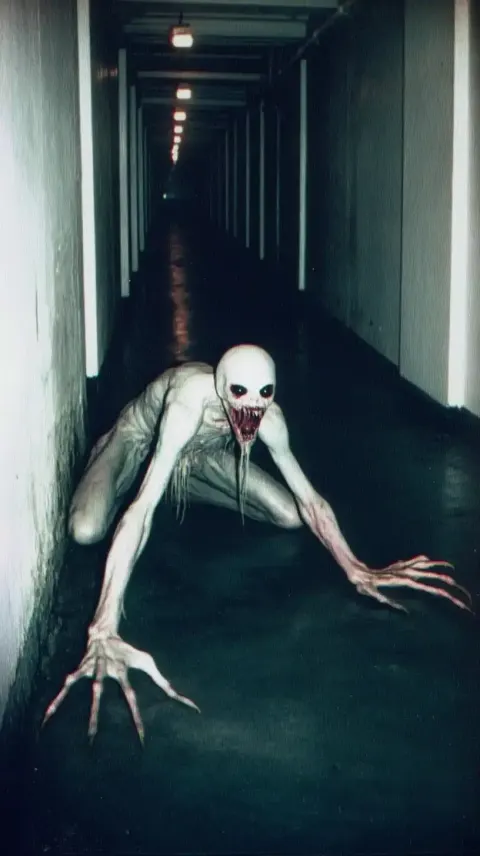 Grotesque Creature in Hallway