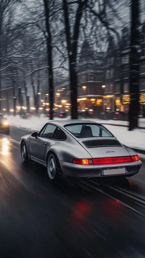 Silver Porsche 993 in Amsterdam
