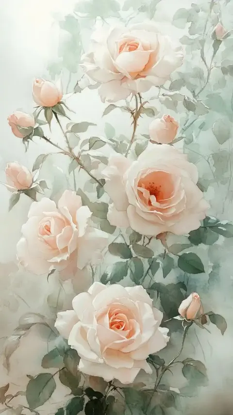 Watercolor Roses in Pastels