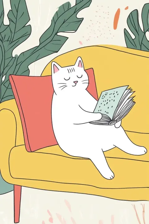 Minimalist Cat on Couch