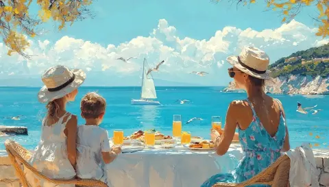 Scandinavian Family Breakfast Illustration