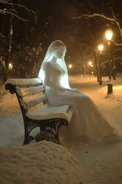 Snow Bride Sculpture Scene