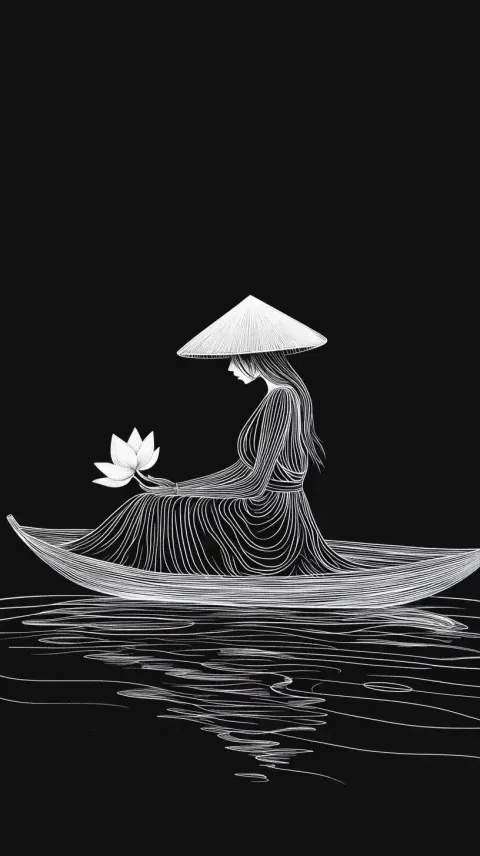 Abstract Vietnamese Woman Illustration