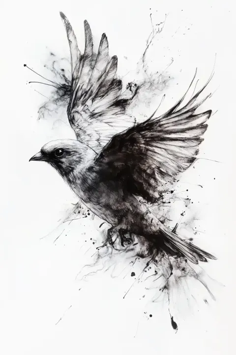 Alcohol Ink Bird in Flight