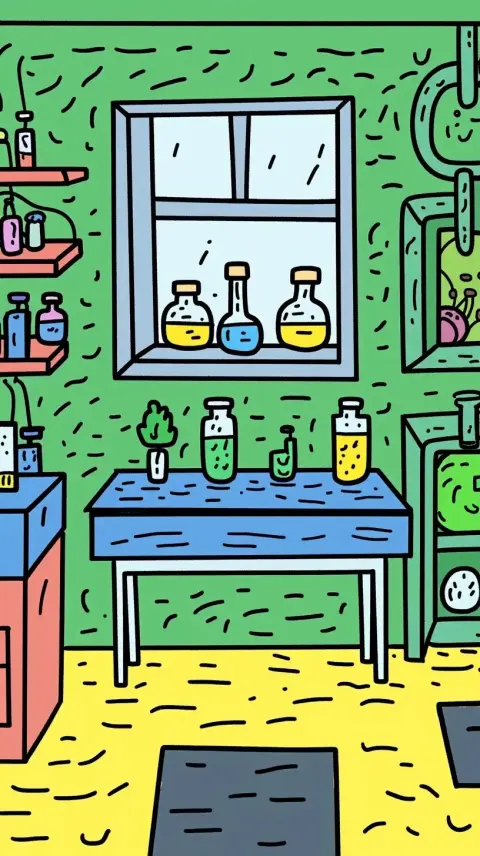Cartoon Chemistry Lab Chaos