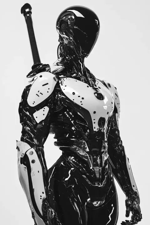 Cyborg in Metallic Armor
