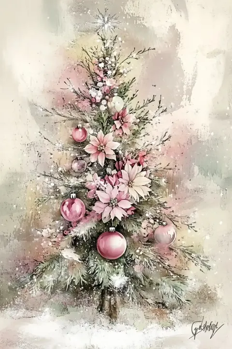 Pastel Christmas Tree Illustration