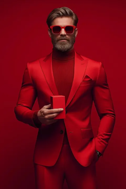 Red-Suited Man with Package