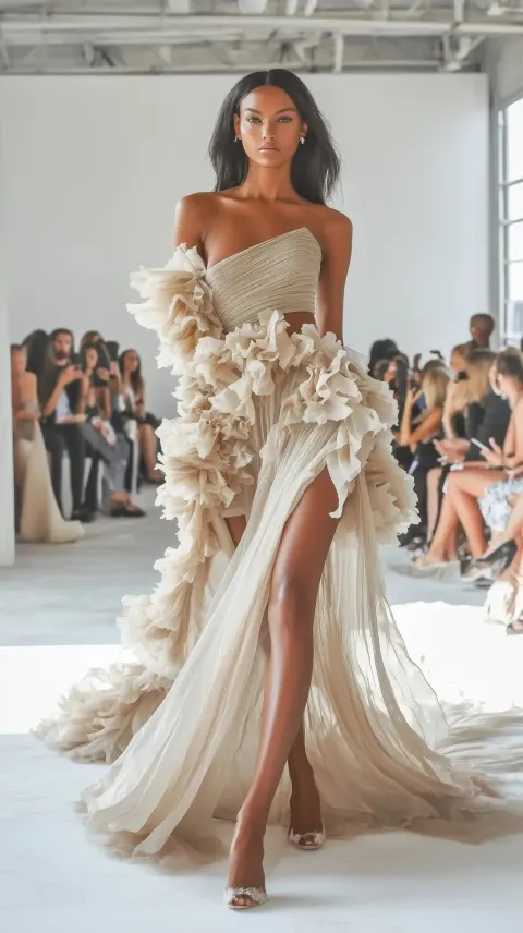 Beige Chiffon Gown Photography