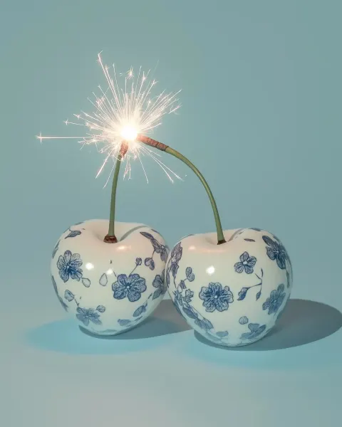 Cherries with Floral Patterns