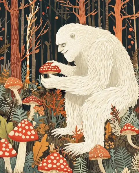Bigfoot foraging in Folk Art