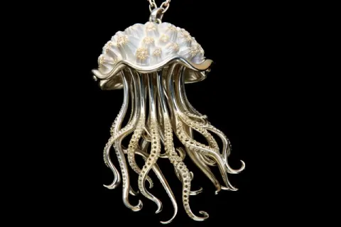 Dancing Jellyfish Silver Pendant by the Ocean