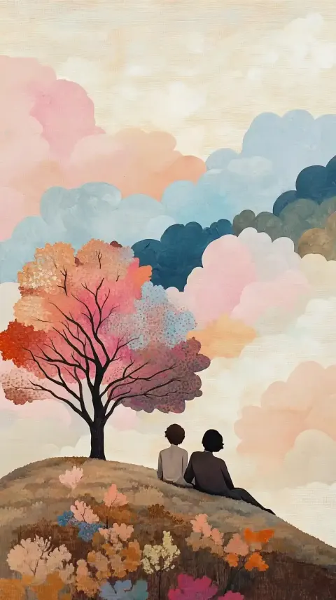 Folk Art Couple on Hill