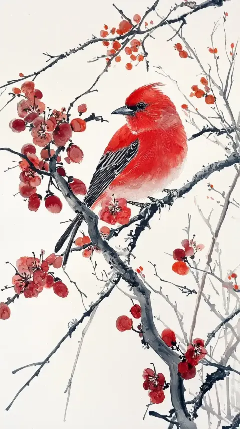 Chinese Ink Landscape Birds