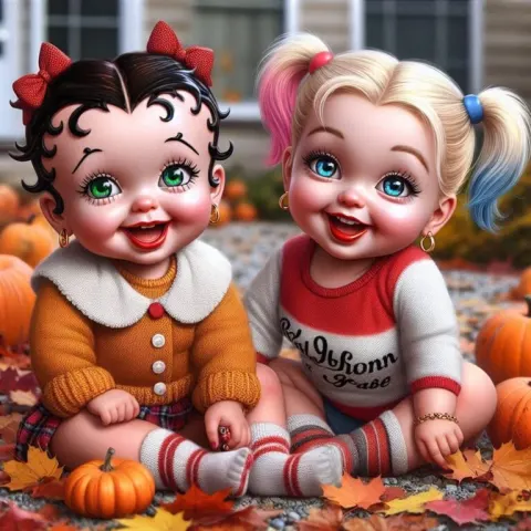 Betty Boop and Harley Quinn Toddlers in Fall