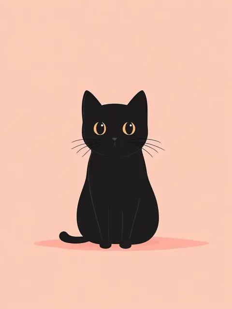 Minimalist Cat on Pink