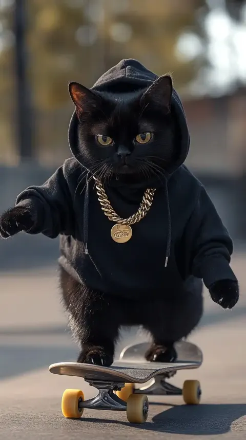 Chubby Cat Skateboarding Video