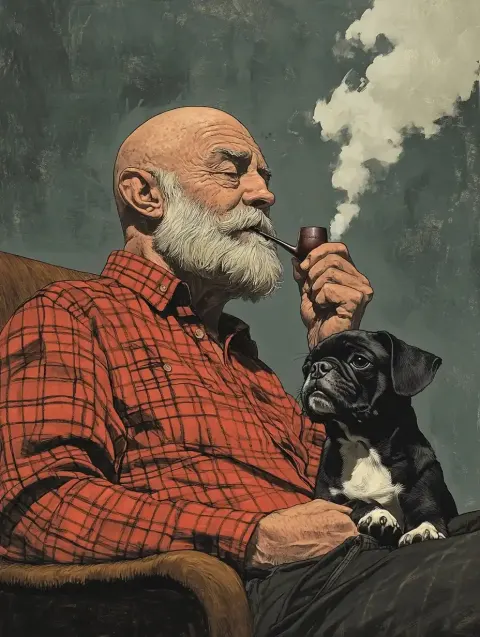 Illustrative Man with Pug