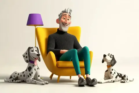 3D Pixar Man with Danes