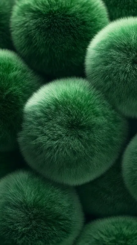 Elegant Green Silk Fur Balls Background