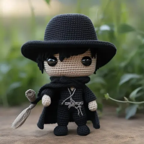 Wool Knitted Zorro Anime Style Doll