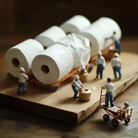Mini Workers Rolling Toilet Paper