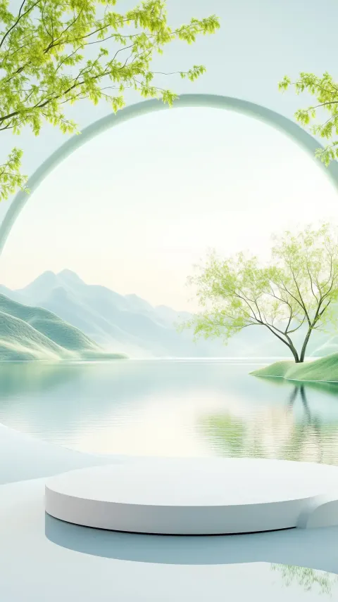 Minimalist 3D Riverside Scene