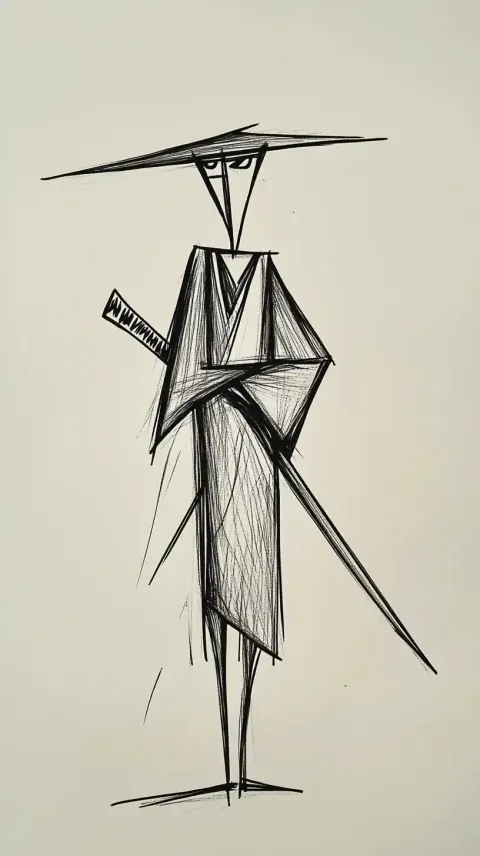 Minimalist Samurai Drawing