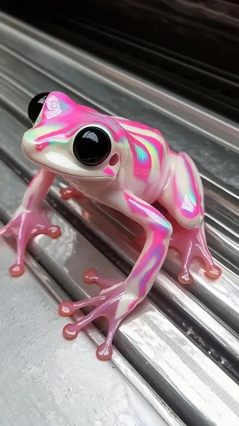 Iridescent Frog on Steel