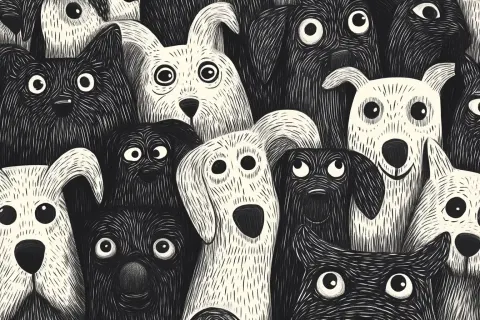 Doodle Dogs Line Pattern