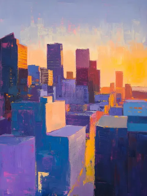 Abstract Urban Skyline Painting