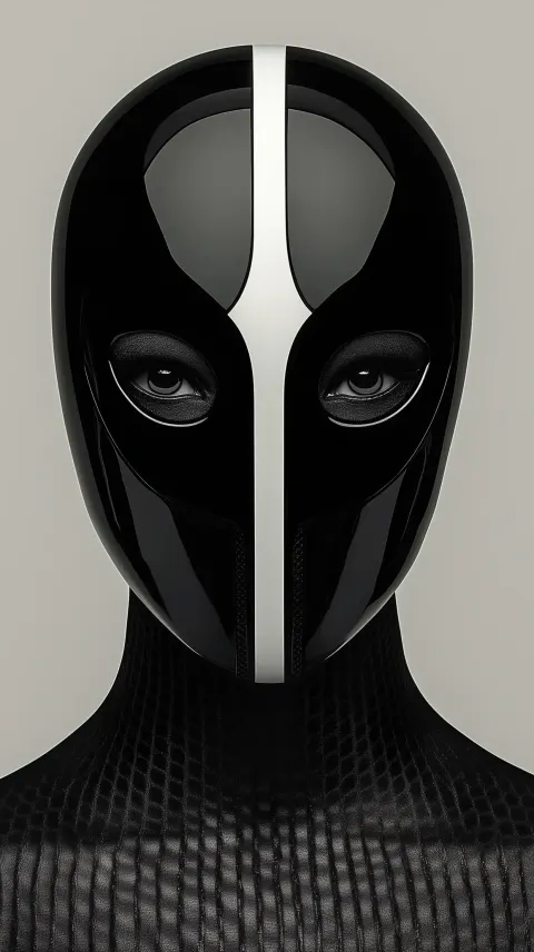 Glossy Black and White Face