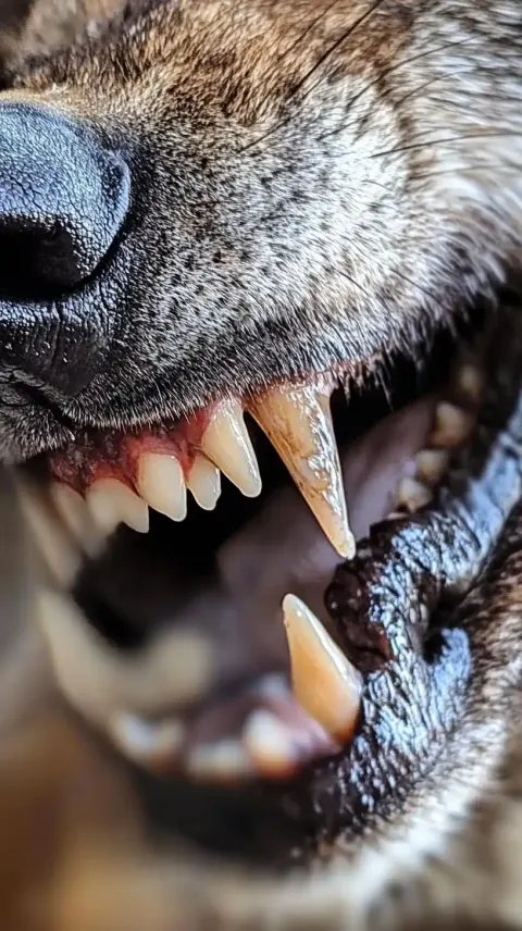 Close-Up Gray Wolf Mouth