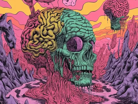 Psychedelic Black and White Brainstorm