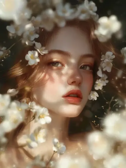 Baroque Portrait with Flowers