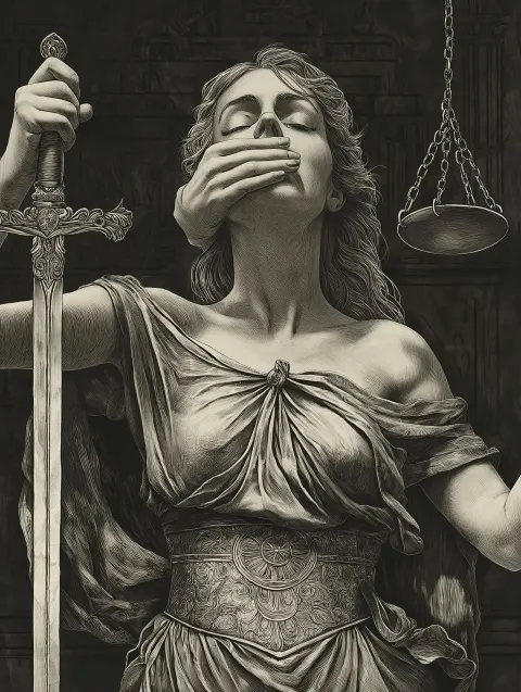 Justice Silenced in Illustration