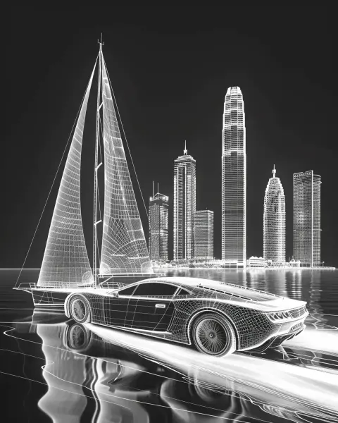 Minimalist Yacht and Car