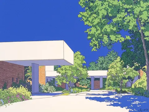 Modern Courtyard Vector Illustration