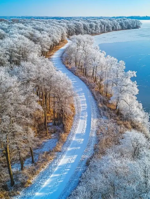 Winter Pathway Aerial View