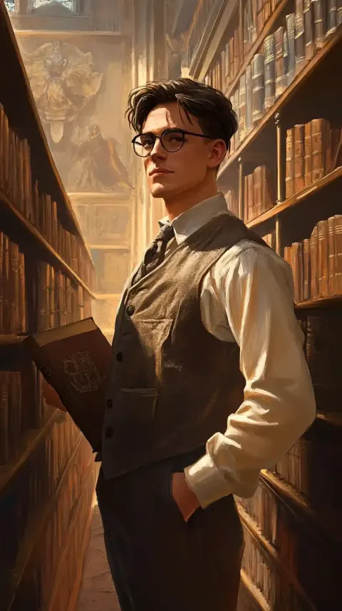Victorian Archivist in Library