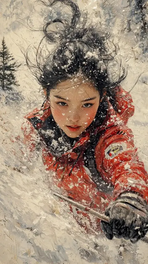 Chinese Girl Skiing Altay