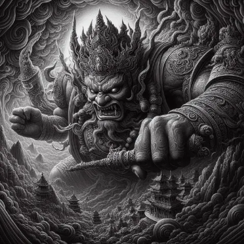 Vajra Bodhisattva Epic Tattoo Style Pencil Drawing