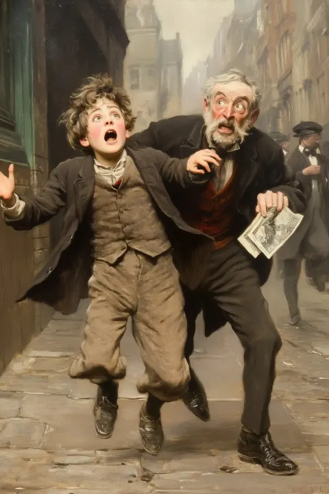 Dickensian Street Encounter Painting